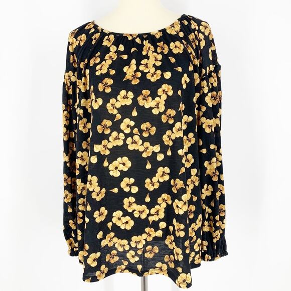Ava & Viv Black Floral Print Blouse Size 1X - Picture 2 of 5